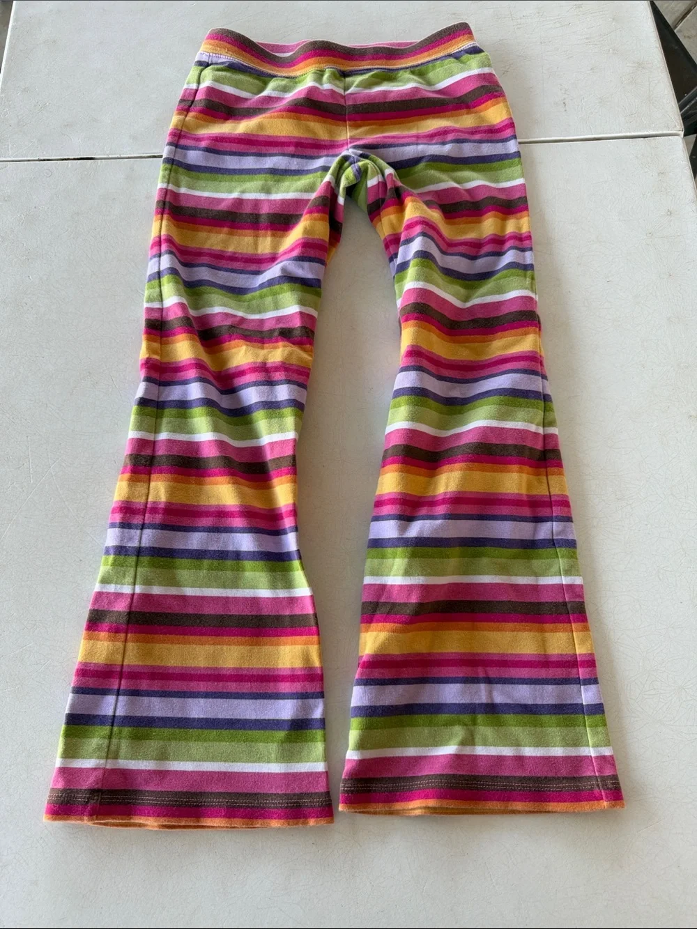 Gymboree Multicolor Striped Flare Leggings - Pink, Yellow, Green, Purple